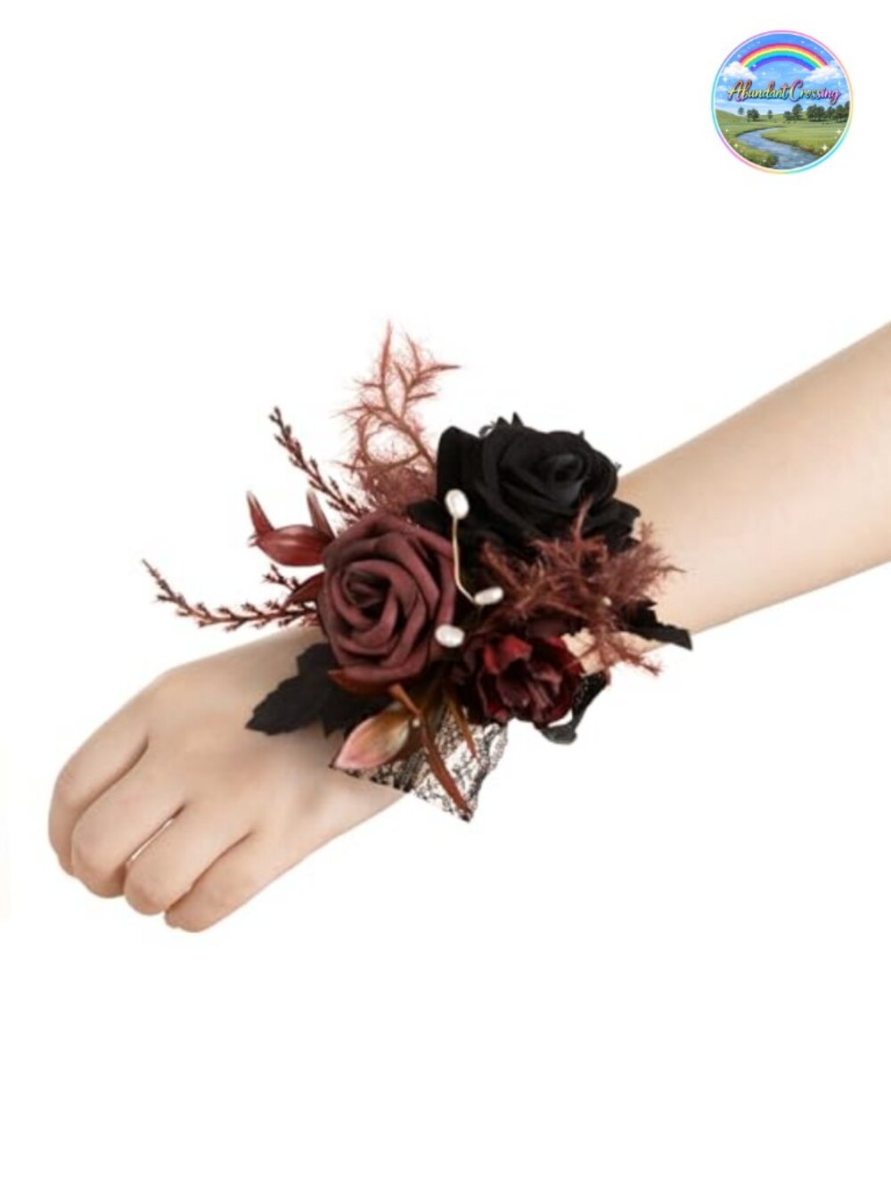 6pc Wrist Corsage Set Artificial Rose Dahlia Eucalyptus Wristlet for